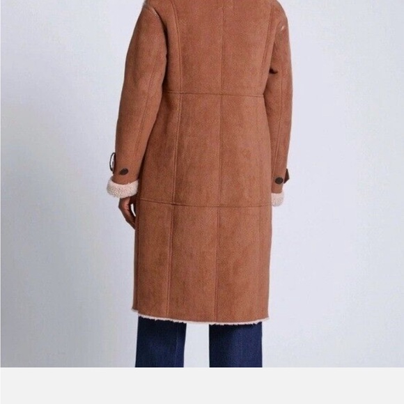 AVEC LES FILLES DOUBLE-BREASTED FAUX SHEARLING COAT FAUX LEATHER - Picture 5 of 13